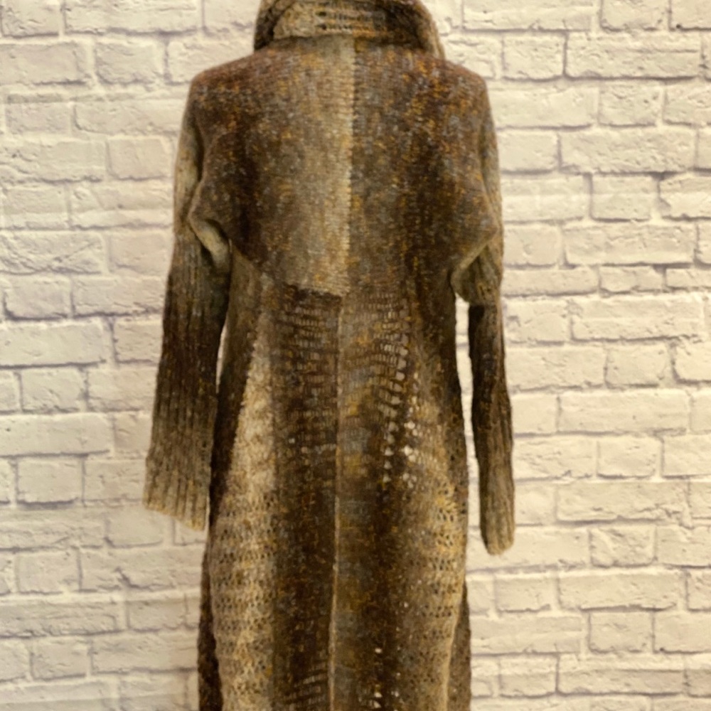 Brown mohair multi color long cardigan Size OS - Picture 5 of 6